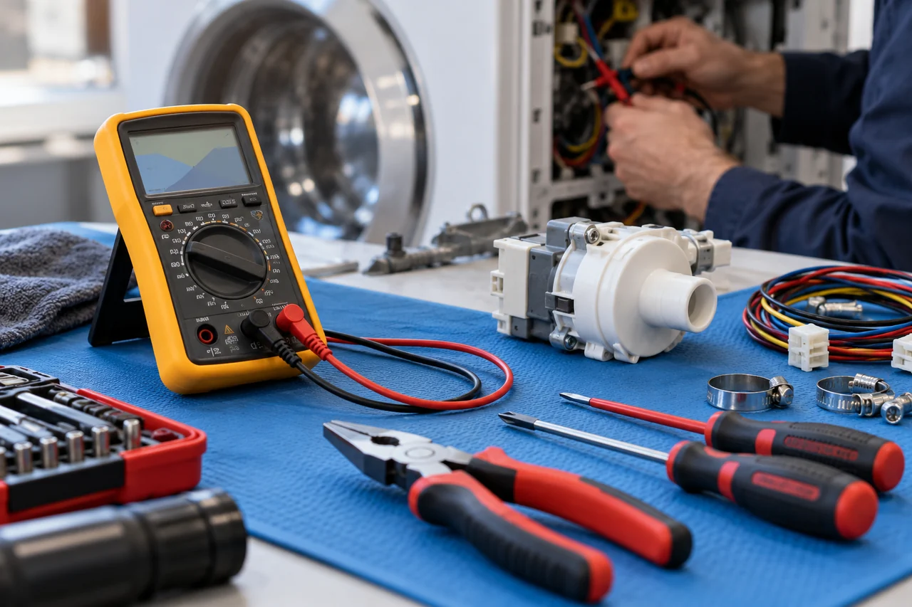 Strumenti di misura e componenti su un banco tecnico