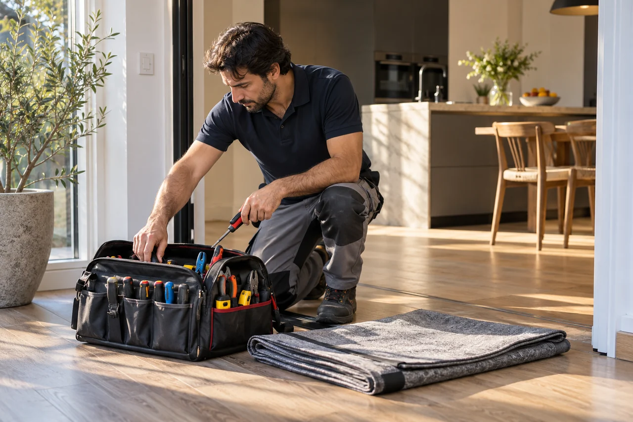 Un tecnico prepara la borsa degli strumenti